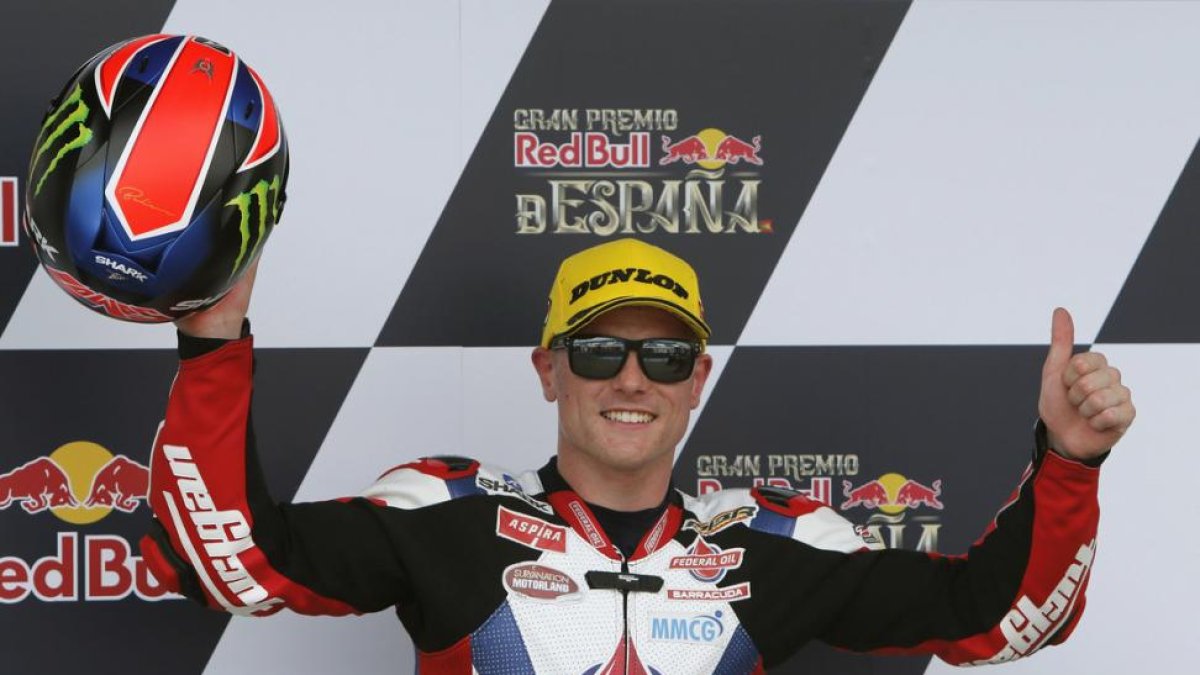 El piloto británico de Moto2 Sam Lowes, en el circuito de Jerez.-EFE