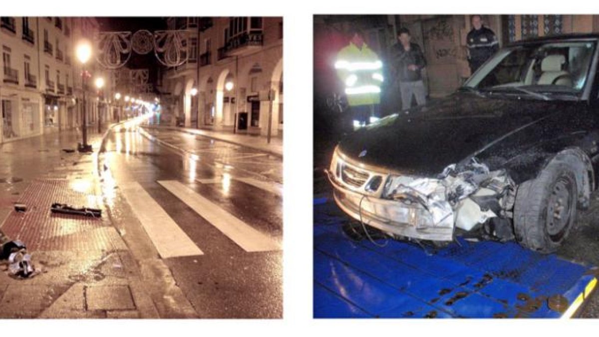 Imagen de la zona del accidente y estado del vehículo.-POLICÍA LOCAL