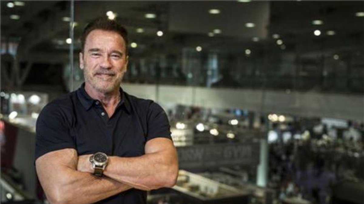Arnold Schwarzenegger en el evento multideportivo que organiza en la Fira del Hospitalet.-FERRAN NADEU