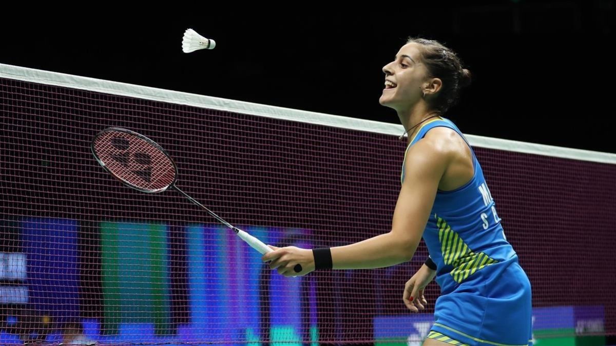 Carolina Marín, en un momento del partido de semifinales.-EFE / YANGBO