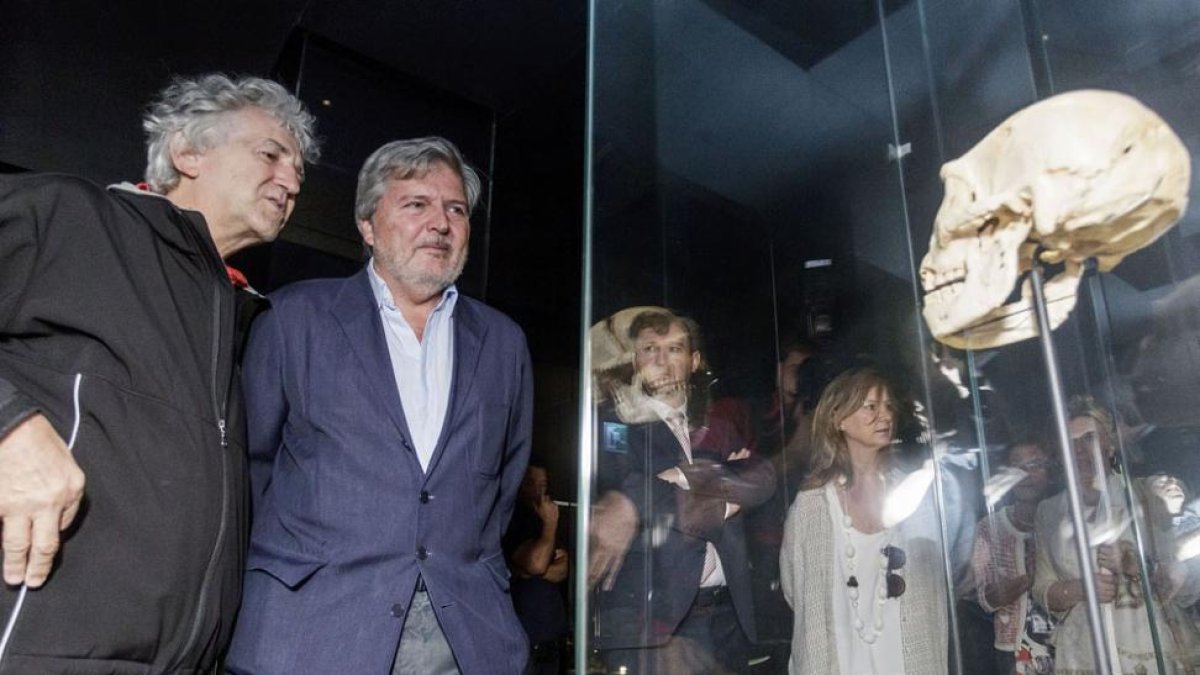 JuanLuis Arsuaga da explicaciones a Méndez de Vigo.-SANTI OTERO