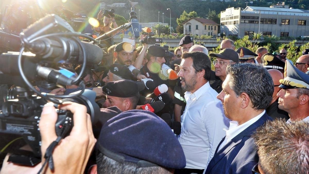 Matteo Salvini visita el lugar de la catástrofe-ALESSANDRO DI MARCO