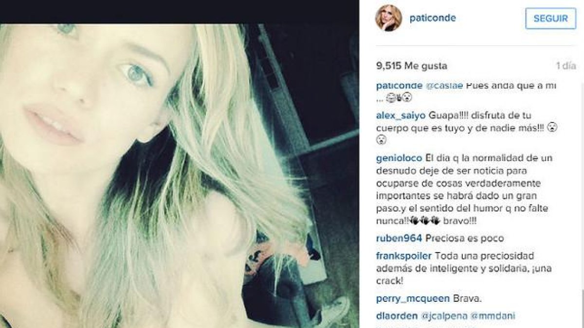 Patricia Conde, y su desnudo en Instagram.-