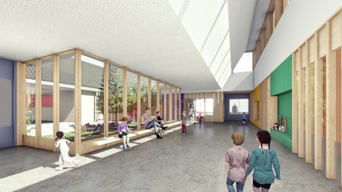 Recreación del interior de la futura escuela infantil de Río Vena. ECB