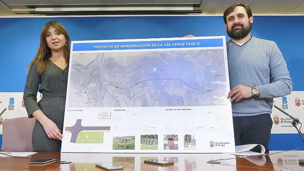 Carolina Blasco y Jorge Berzosa muestran el proyecto de actuación.-RAÚL G. OCHOA