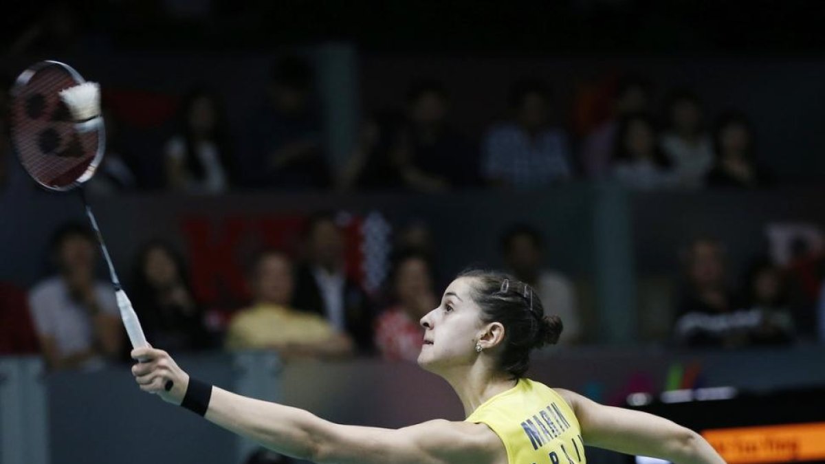 Carolina Marín, en la final de Singapur.-WALLACE WOON