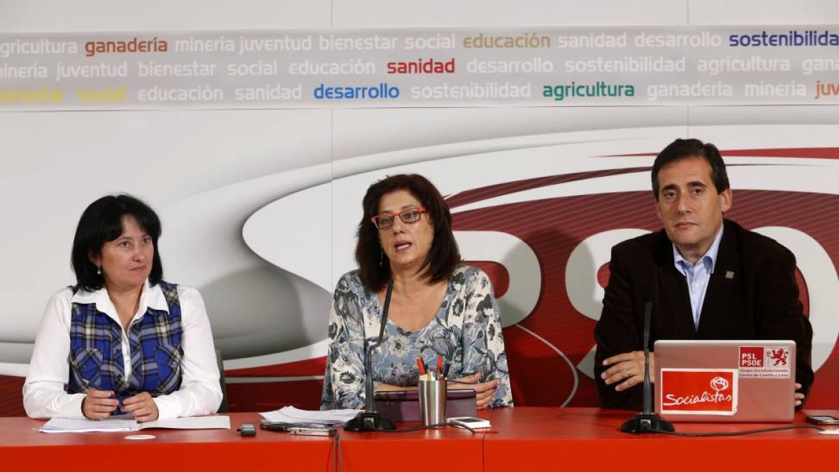Los procuradores socialistas Miguel Ángel Fernández Cardo, Teresa Gutiérrez y Ángela Marqués-Ical