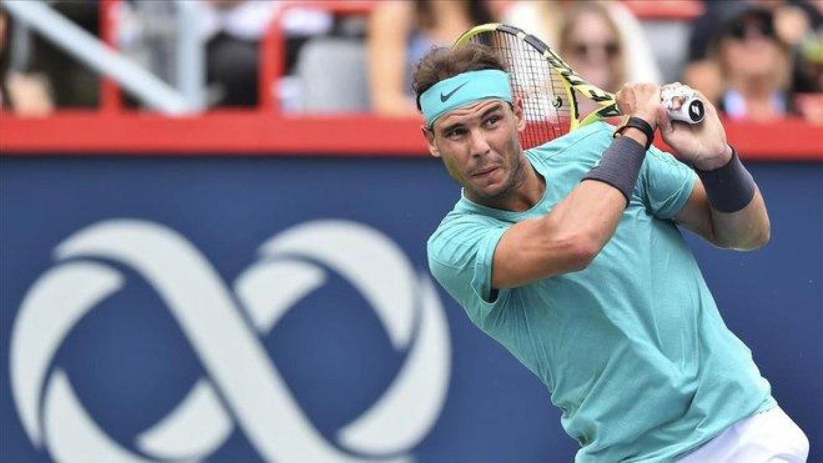 Nadal, en su estreno en el Masters 1.000 de Canadá del 2019 ante Daniel Evans, este miércoles.-AFP