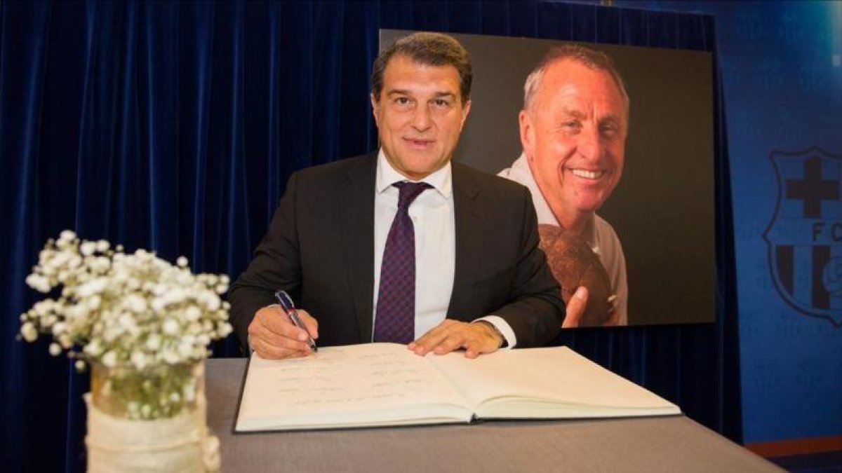 Joan Laporta en el acto homenaje a Johan Cruyff.-FC BARCELONA