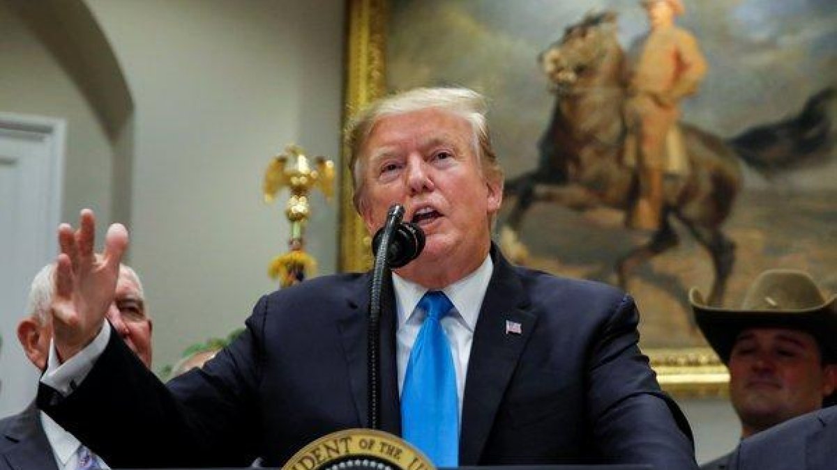 El presidente Donald Trump, durante la presentación del programa de ayuda a los agricultores de los EEUU.-REUTERS