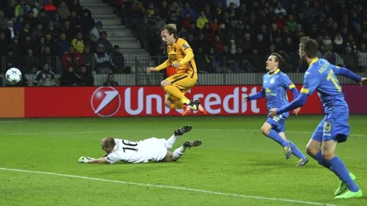 Imagen del partido de la Champions League Bate Borisov-Barça.-AP