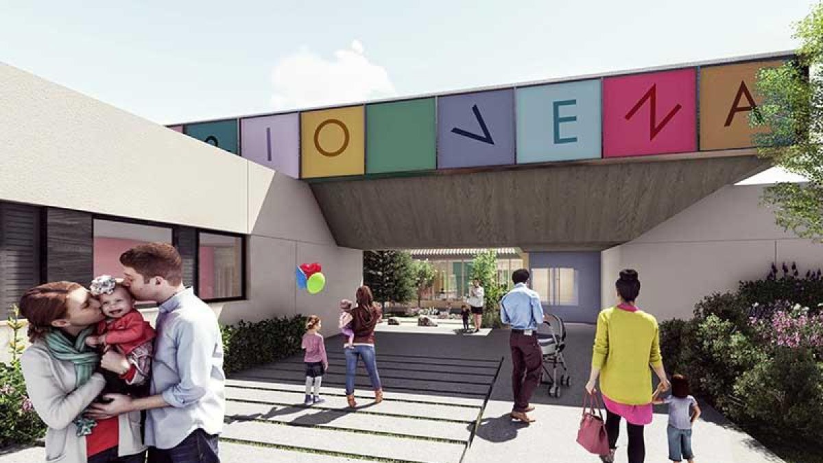 Diseño de la zona de acceso a la nueva escuela propuesto por el equipo redactor del proyecto.-A2G