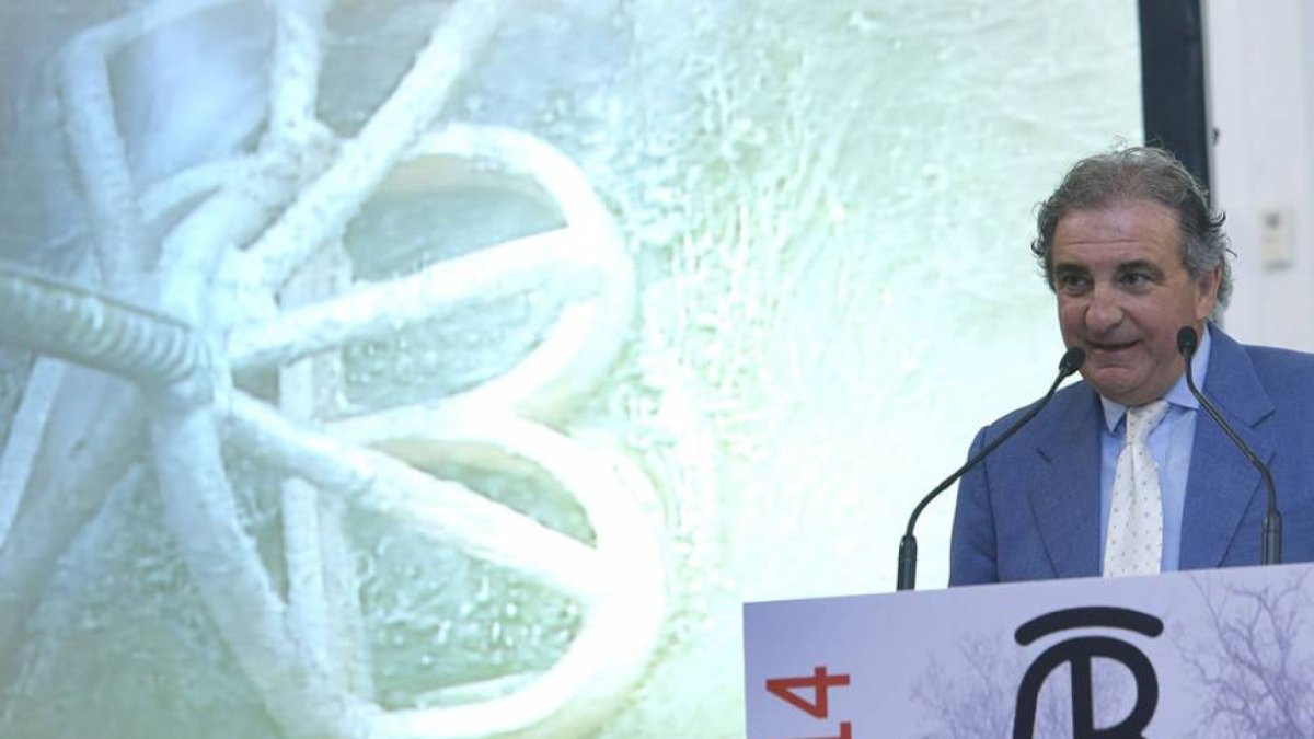 El ganadero burgalés Antonio Bañuelos durante el último pregón de la feria de San Pedro.-ECB