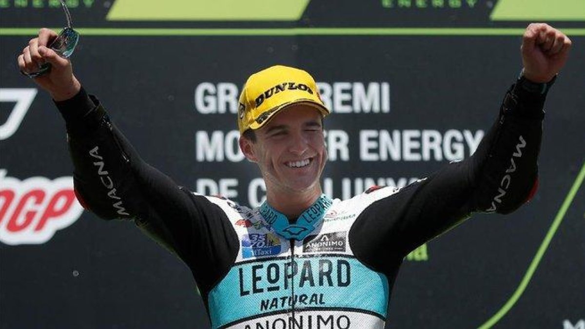 Marcos Ramírez celebra su triunfo de hoy en Montmeló.-AFP
