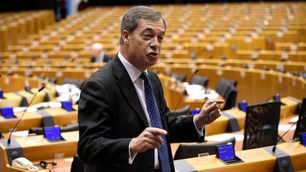Nigel Farage en el Parlamento Europeo.-