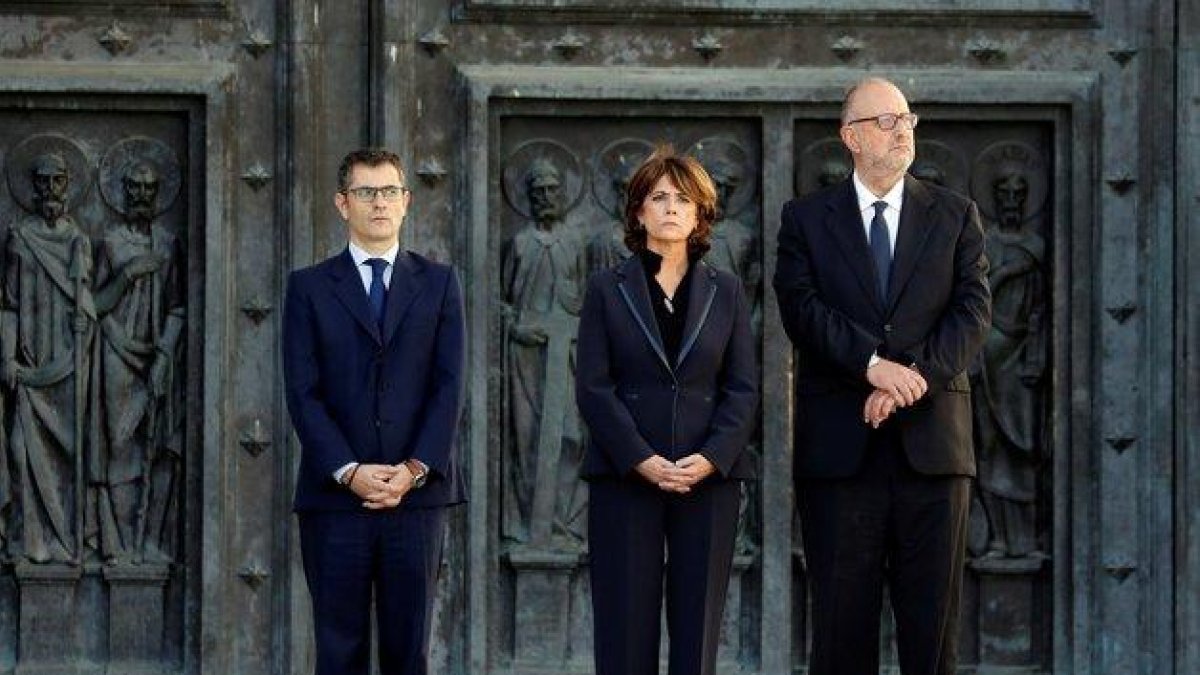 La ministra Delgado, en el Valle de los Caídos, este jueves.-EFE