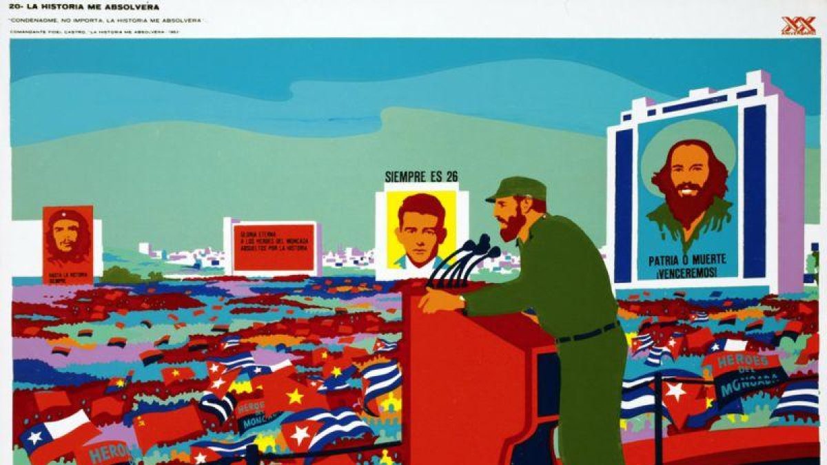 Póster conmemorativo de su famoso discurso de 'La historia nos absolverá'.-