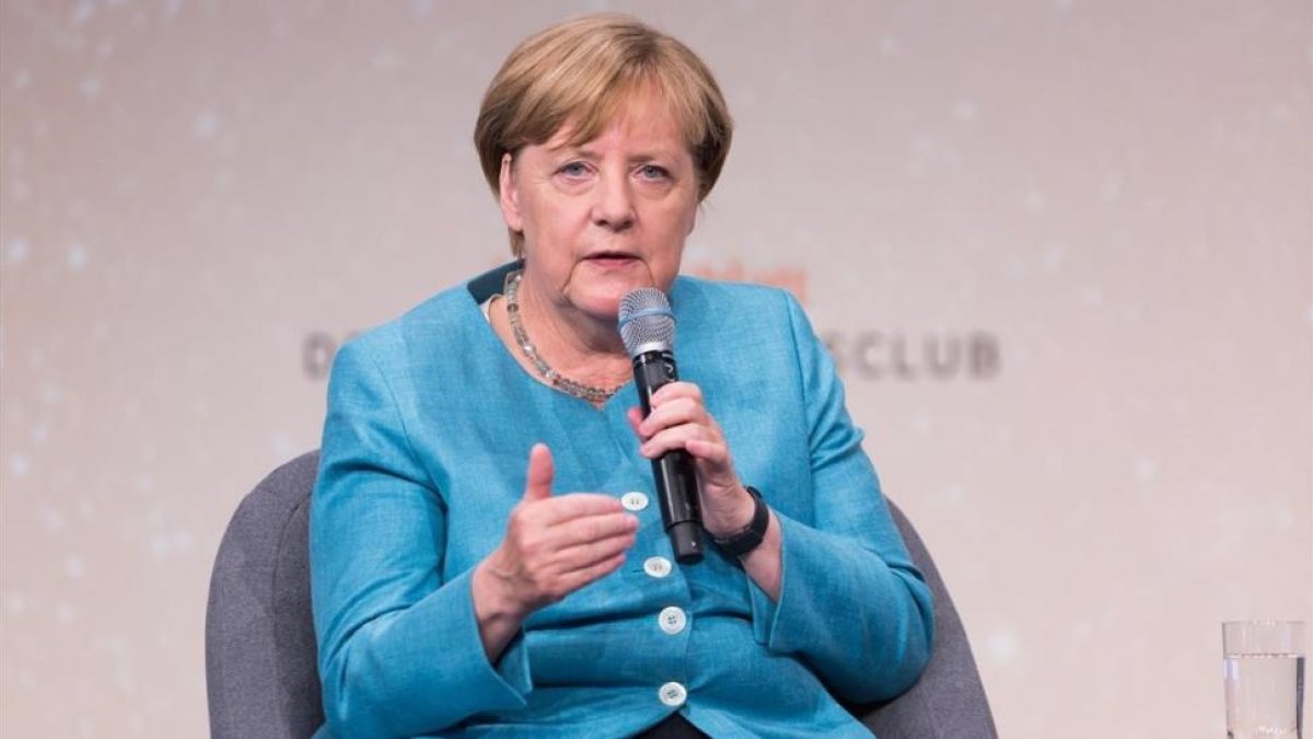 Merkel interviene en un coloquio sobre el futuro de Occidente, en Berlín, el 23 de agosto-GETTY IMAGES