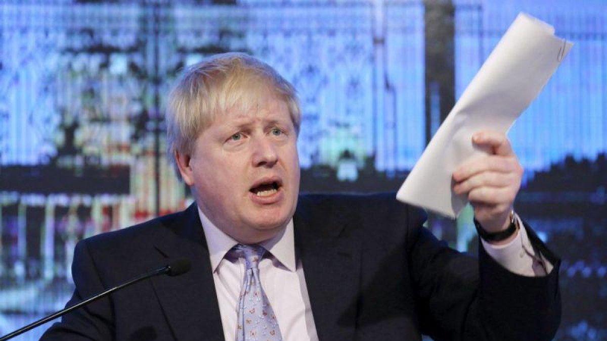El secretario británico de Exteriores, Boris Johnson, asiste a un evento en Nueva Delhi.-RAJAT GUPTA / EFE