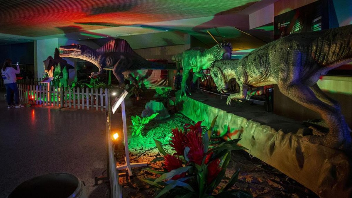 Las 30 figuras animatrónicas de los dinosaurios estarán expuestas en el Fórum hasta el próximo domingo 22 de septiembre.-SANTI OTERO