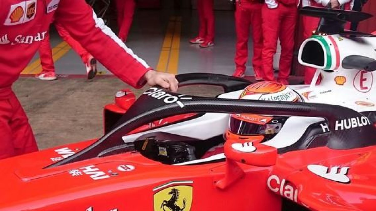 El halo instaurado a modo de prueba en Ferrari.-