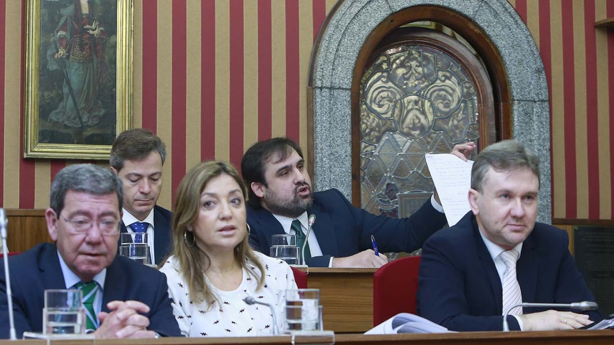 Al fondo a la derecha, Berzosa, durante una de sus inervenciones en el Pleno. Raúl G. Ochoa