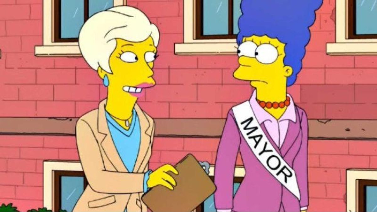 Kellyanne Conway y Marge Simpson, en el episodio de la serie Los Simpson.-EL PERIÓDICO