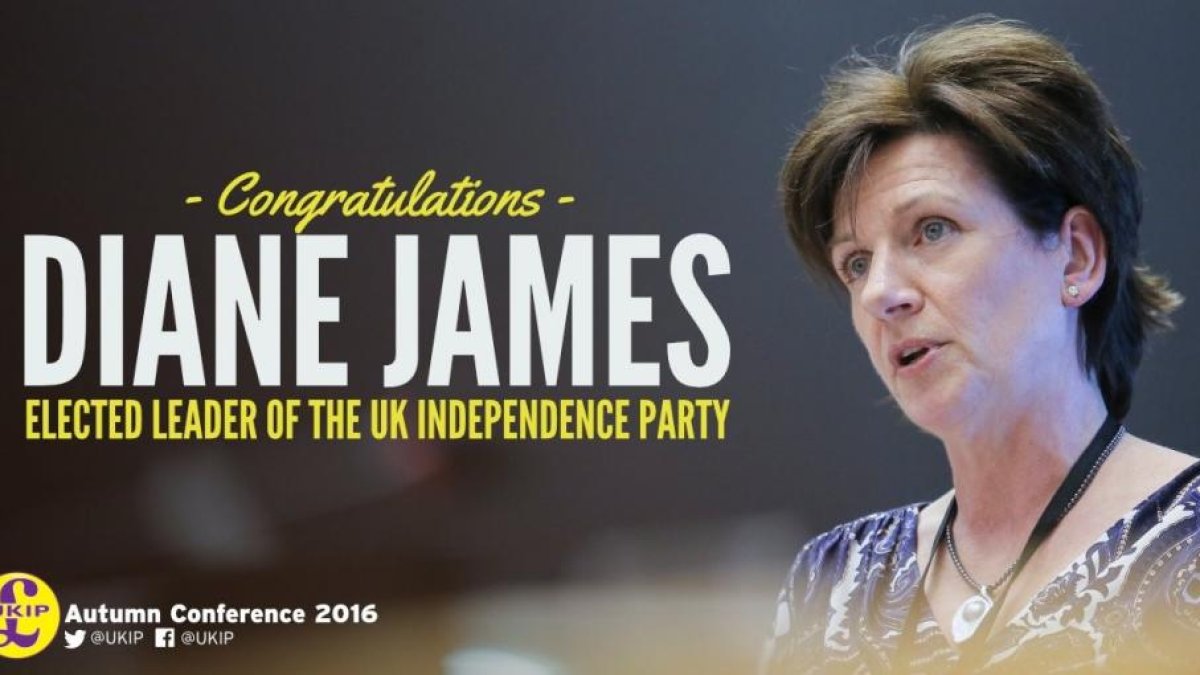 Foto de propaganda de Diane James, nueva líder del UKIP.-