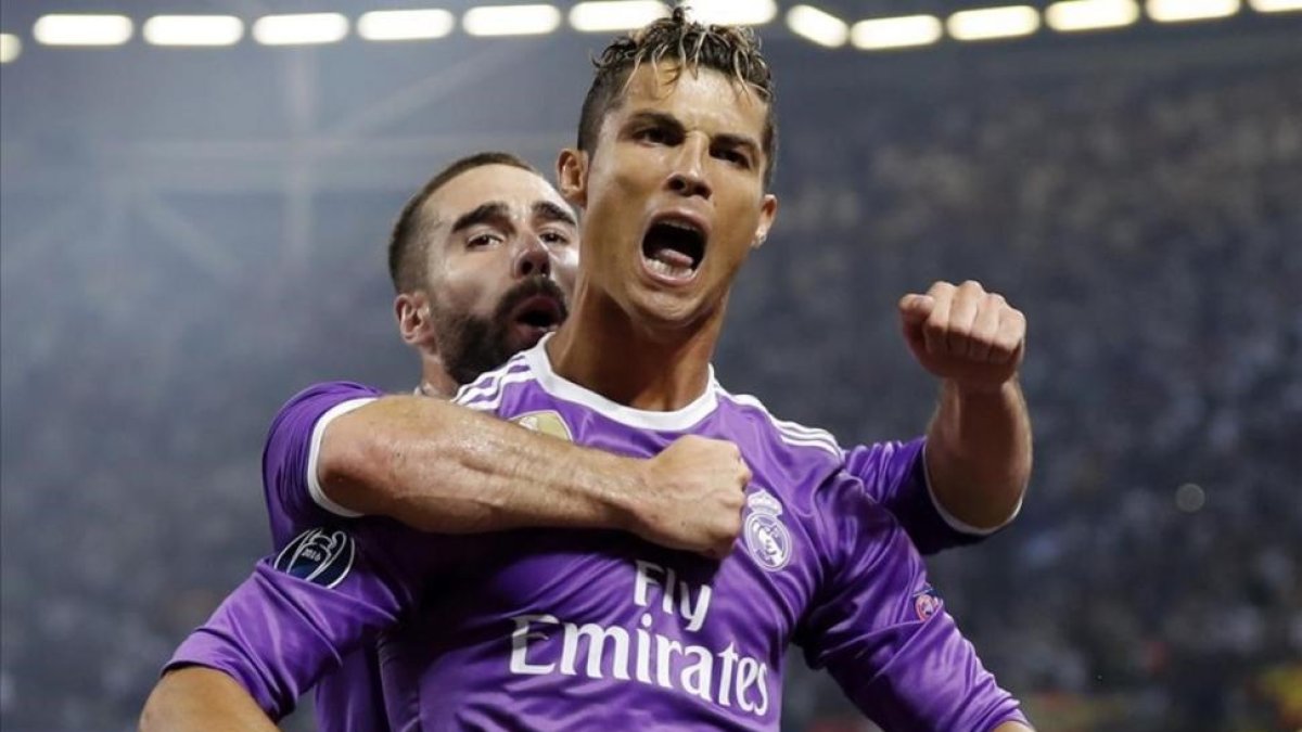 Cristiano Ronaldo celebra un gol en la final de la Champions.-REUTERS