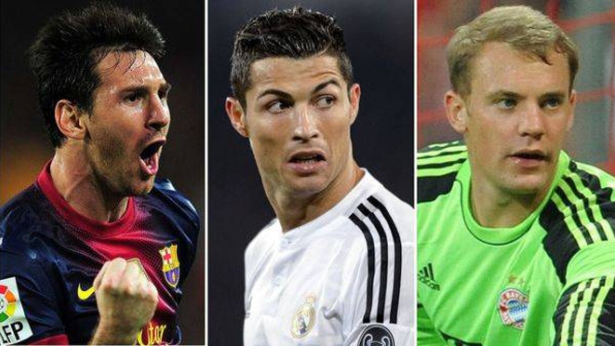 Messi, Cristiano y Nauer, los favoritos al podio del Balón de Oro.-Foto: AFP