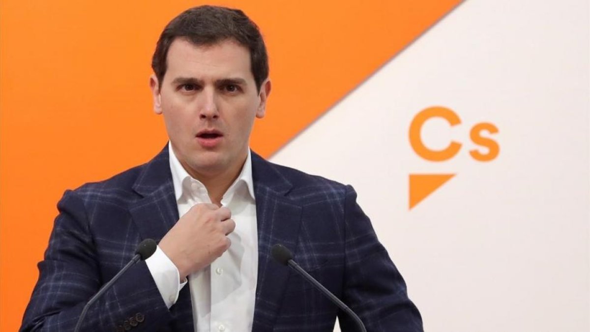 El líder de Ciudadanos, Albert Rivera, este lunes.-/ BALLESTEROS