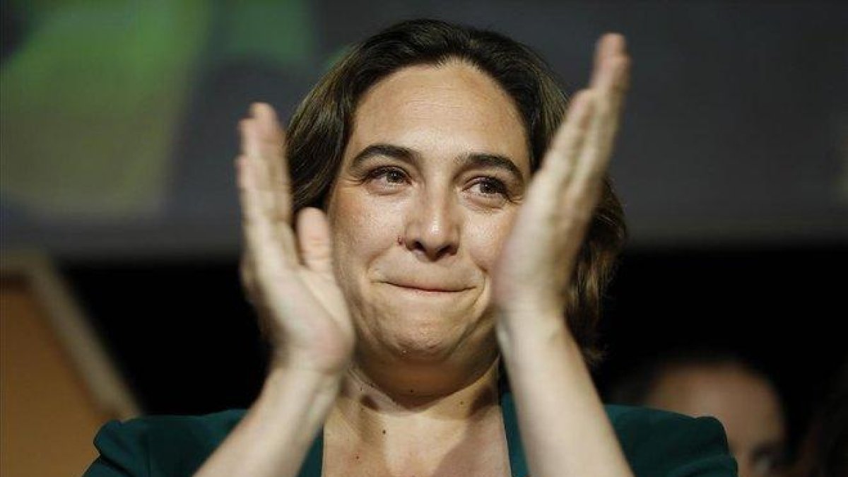 Ada Colau, durante la noche electoral del 26-M.-FERRAN NADEU