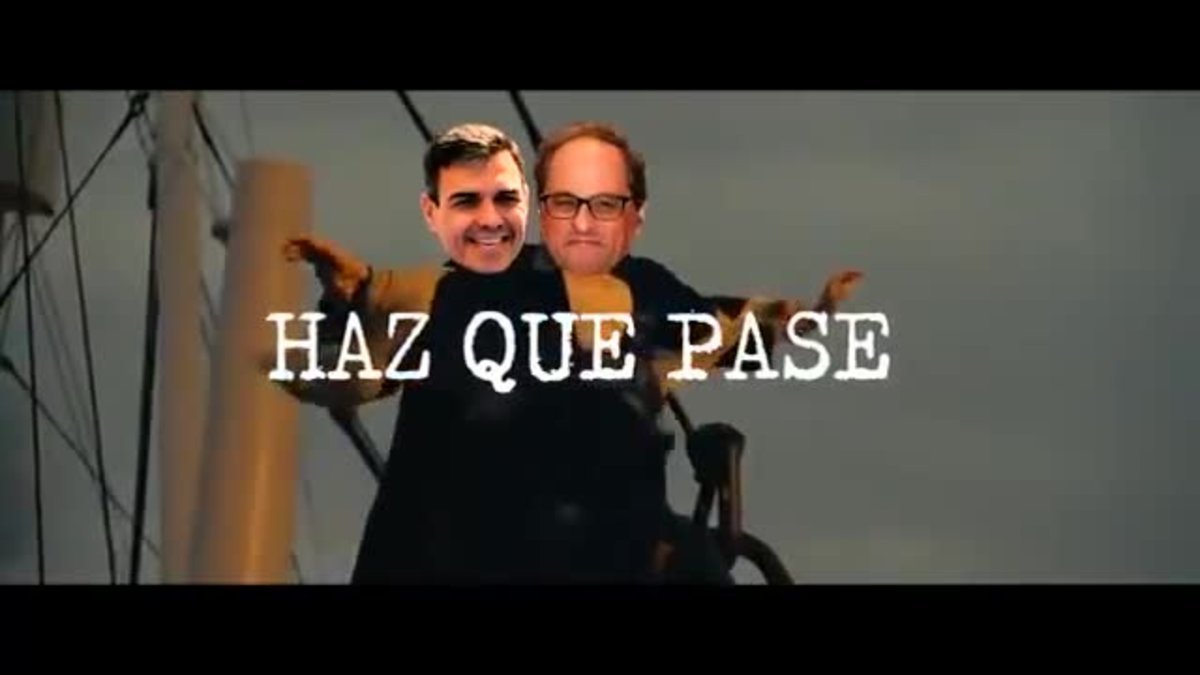 Vídeo con que el PP se mofa del lema de Sànchez inspirado en la película Titanic.-EL PERIÓDICO