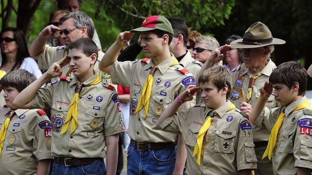 Miembros de los Boy Scouts, en una jura de bandera, en el 2009, en Hudson (Winsconsin).-Foto: KAREN BLEIER / AFP
