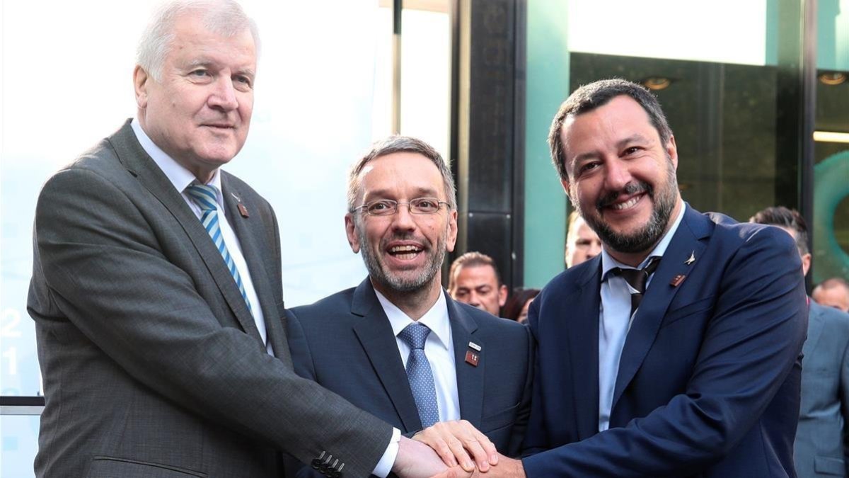 Los ministros de Interior de Alemania, Italia y Austria.-LISI NIESNER