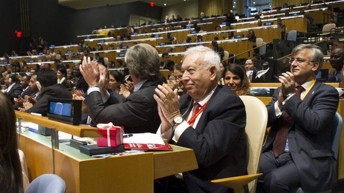 Margallo, durante la Asamblea General de la ONU, este jueves.-Foto: EFE / JAVIER HERNÁNDEZ