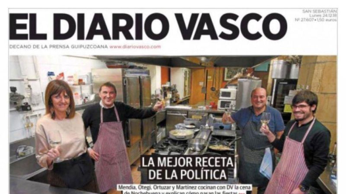 Famosa portada del Diario Vasco, que ha provocado la dimisión del PSE del hijo de Fernando Múgica-