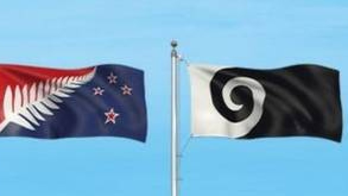 Los cuatro diseños definitivos propuestos por Nueva Zelanda para cambiar su bandera.-Foto: BBC NEWS