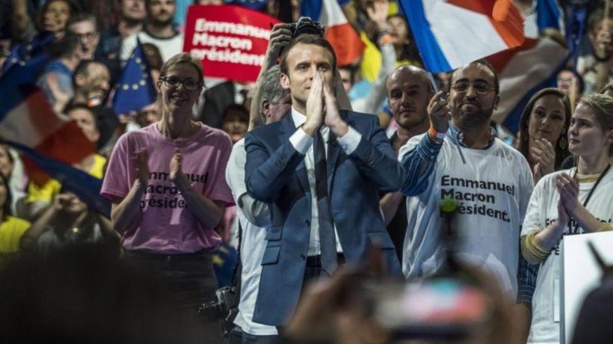 Macron, en el mitin de Lyón.-EFE / ARNOLD JEROCKI