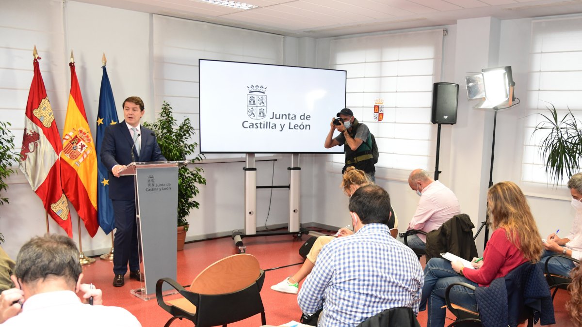 Imagen de la comparecencia de Fernández Mañueco. ICAL