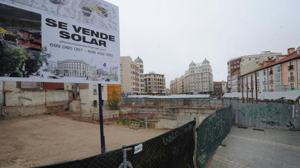 Los dueños limpiaron su parte de la parcela y han colocado el cartel que anuncia la venta.-ISRAEL L. MURILLO