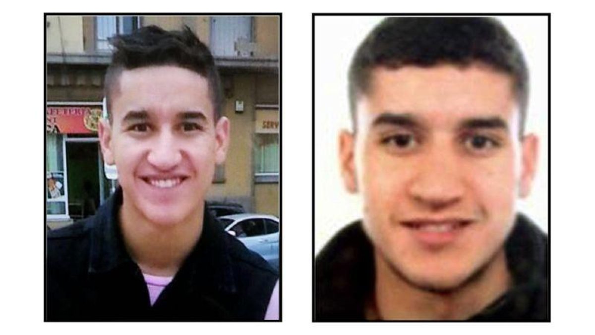 Dos fotografías de Younes Abauyaaqoub, el presunto autor de la matanza de Barcelona, aún huido.-EL PERIÓDICO