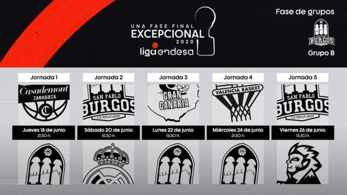 Cuadro de competición del San Pablo. TWITTER / @SANPABLOBURGOS