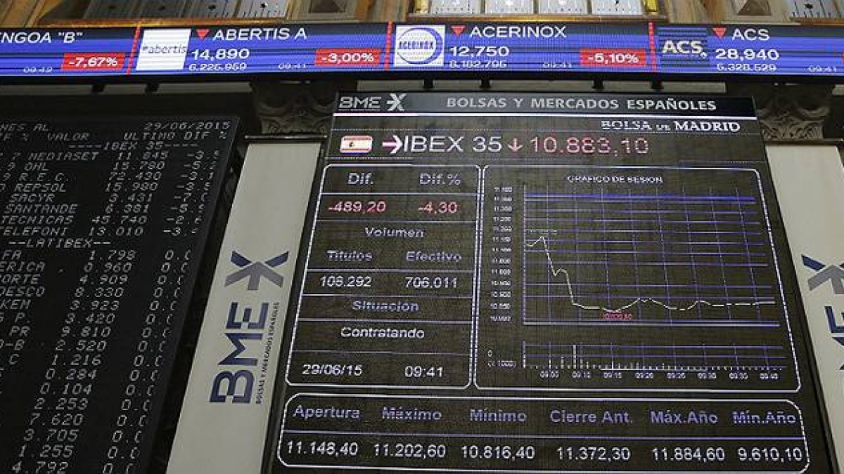 La Bolsa de Madrid, este lunes.-
