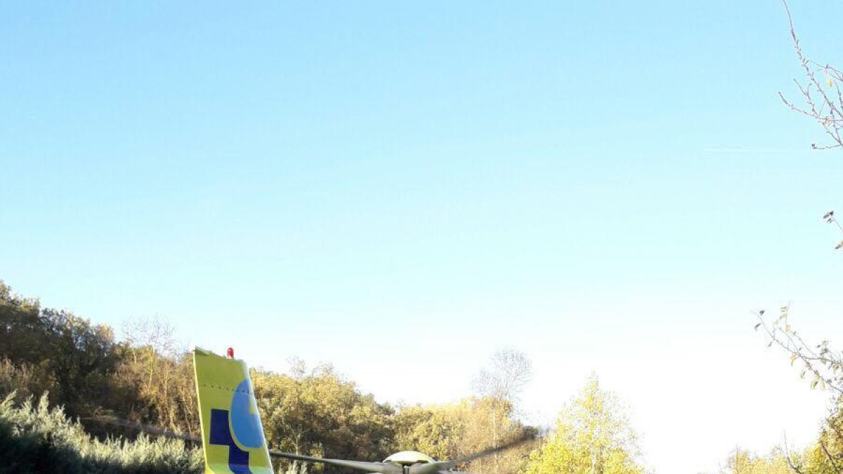 Imagen del helicóptero de Sacyl en la zona del accidente-POLICÍA LOCAL