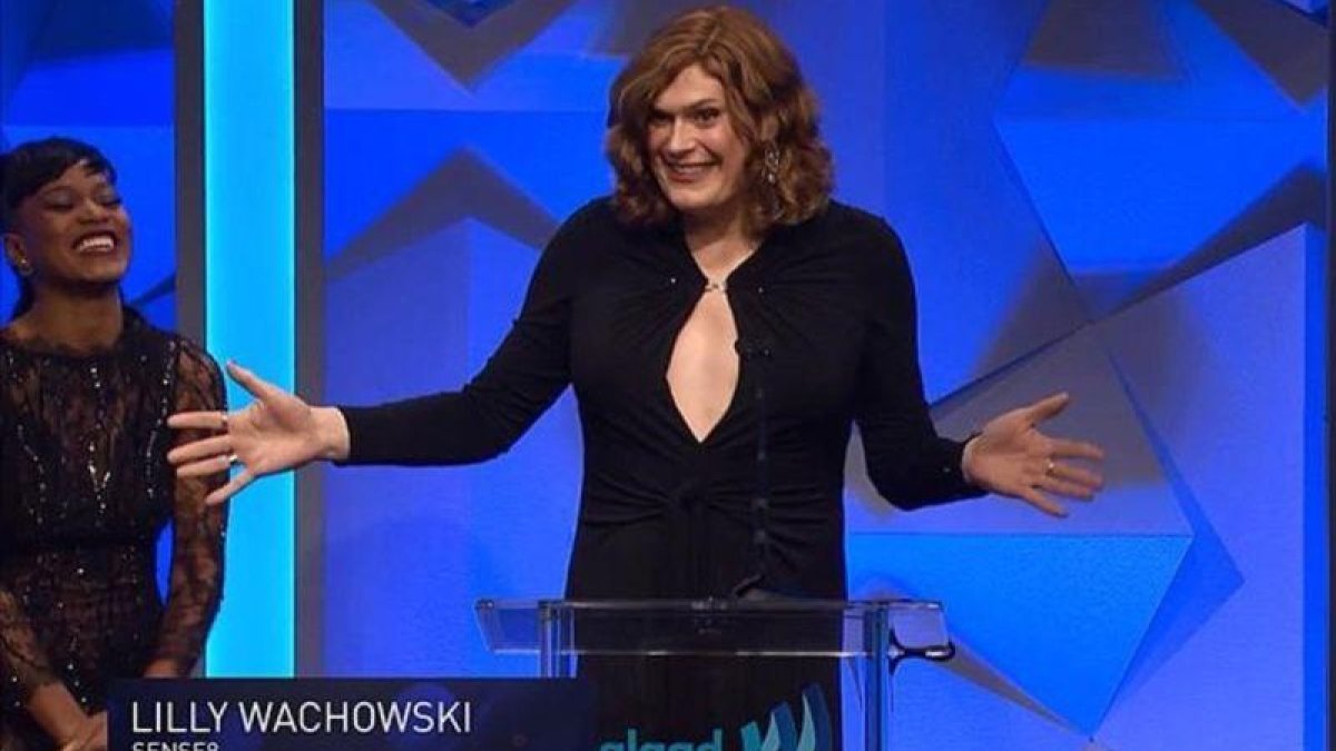 Lilly Wachowsky, el sábado, en la gala de los premios GLAAD.-YOUTUBE