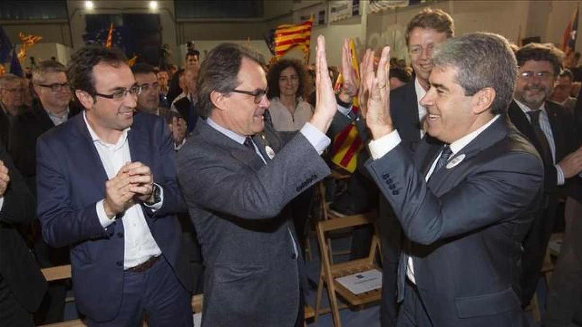 Artur Mas y Francesc Homs, en el mitin de Democràcia i Llibertat en Tarragona.-JOAN REVILLAS