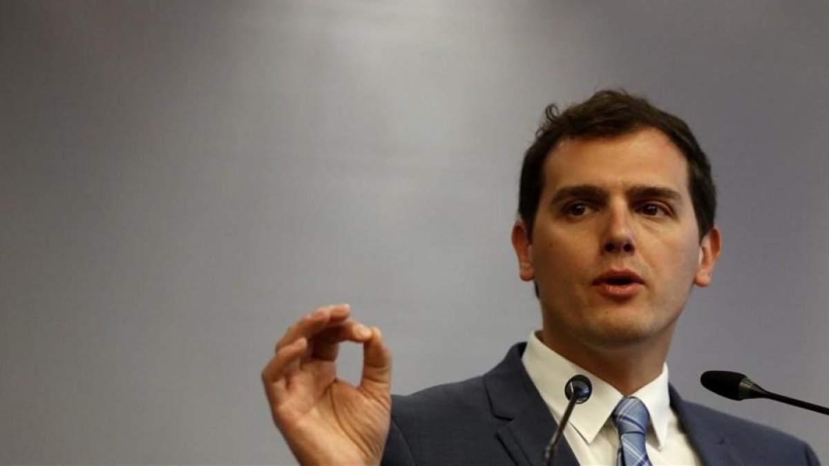 El Presidente de Ciudadanos, Albert Rivera, este martes en Madrid.-JUAN CARLOS HIDALGO