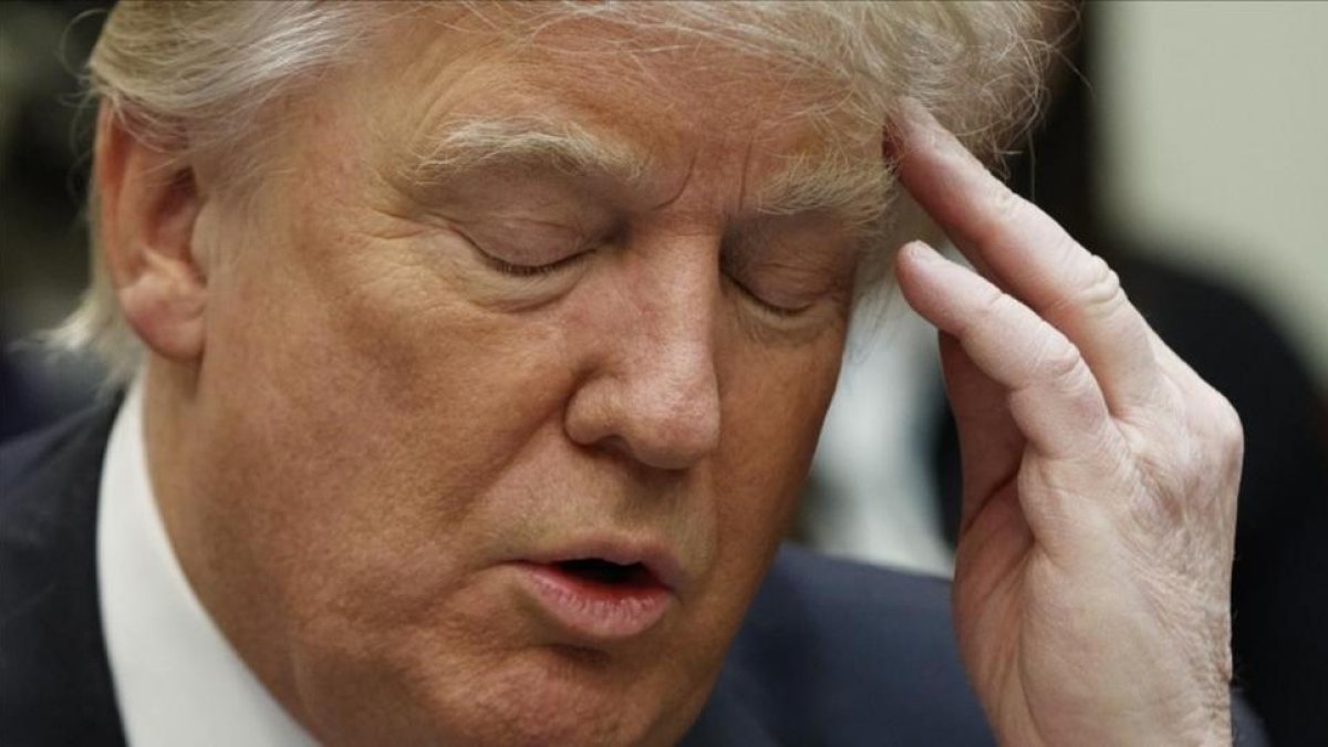 El presidente estadounidense, Donald Trump, durante una reunión con empresarios.-