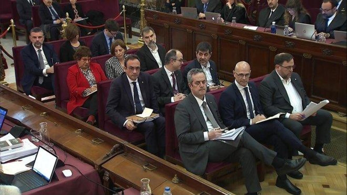 Los líderes independentistas, durante el juicio en el Supremo.-